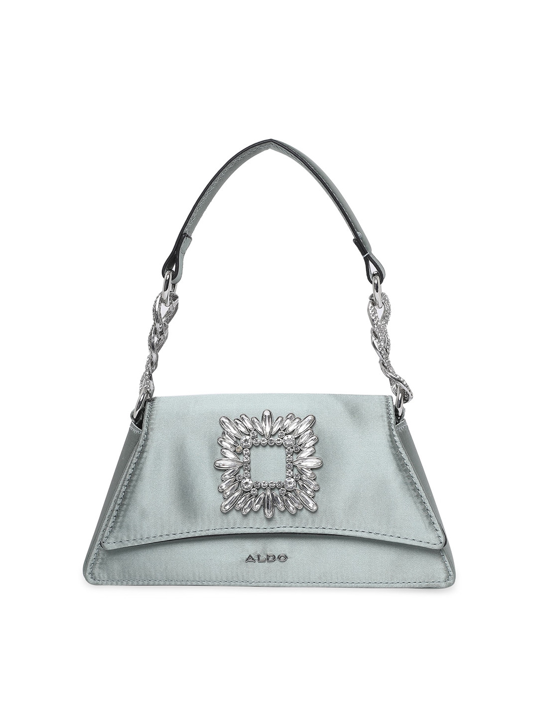 Buy ALDO Sea Green Embellished Structured Shoulder Bag Handbags for