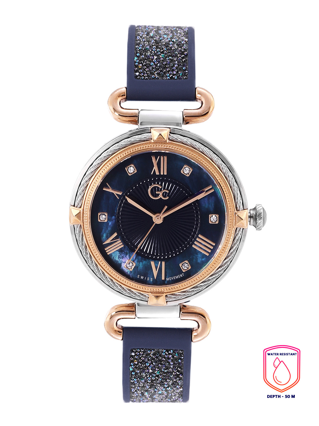 Buy GC Women Blue Dial & Black Straps Analogue Watch Y58004L7MF Watches for Women 19800126