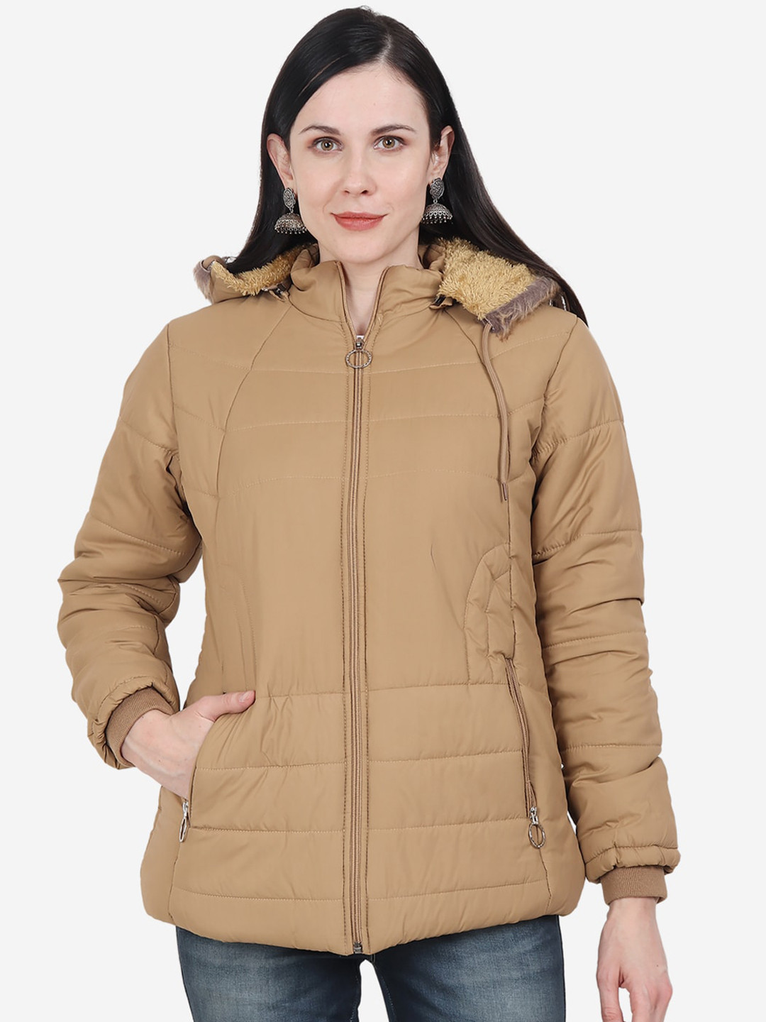 Buy Xohy Women Khaki Lightweight Outdoor Padded Jacket Jackets for