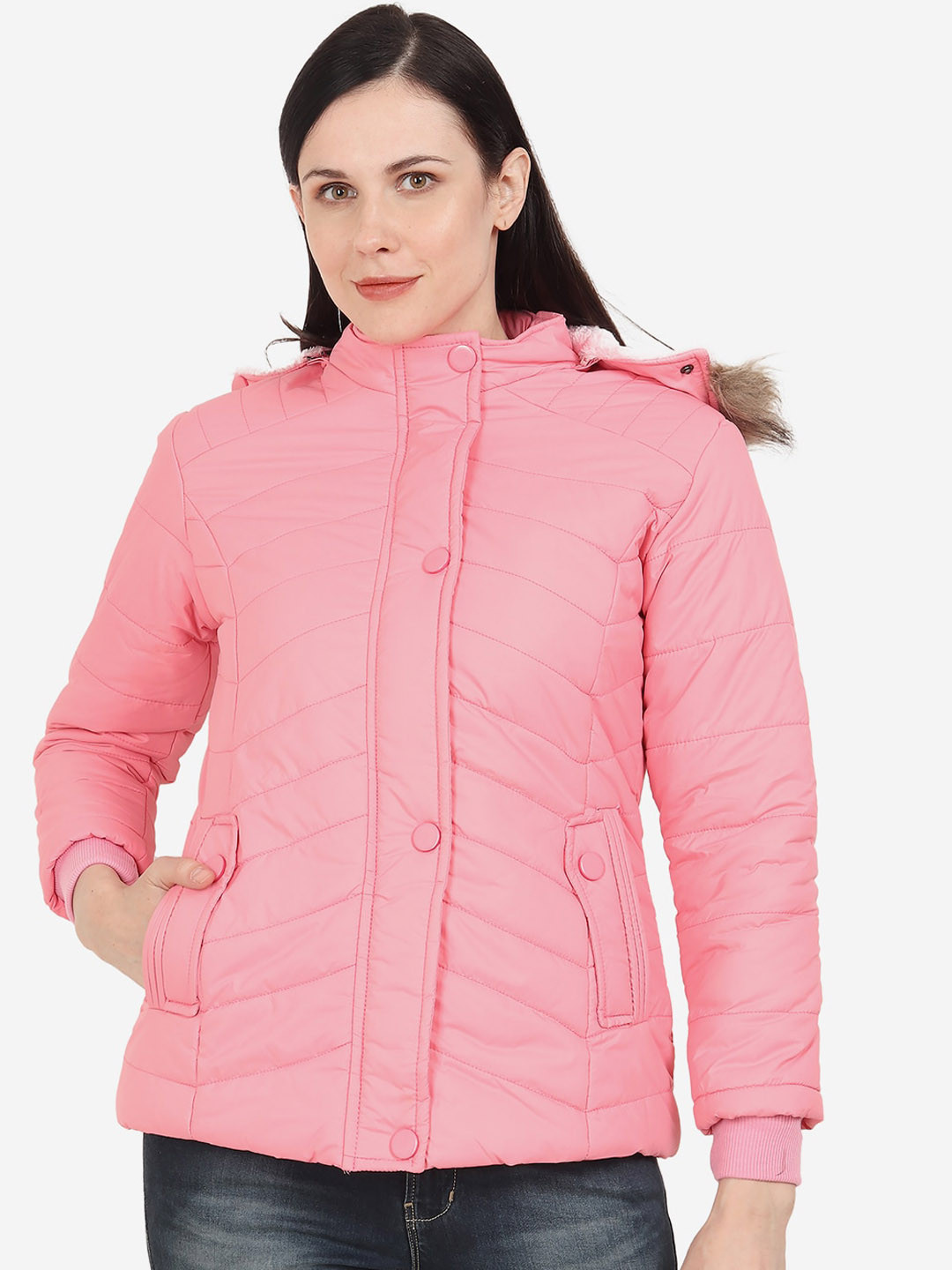 Buy Xohy Women Pink Lightweight Outdoor Puffer Jacket Jackets for