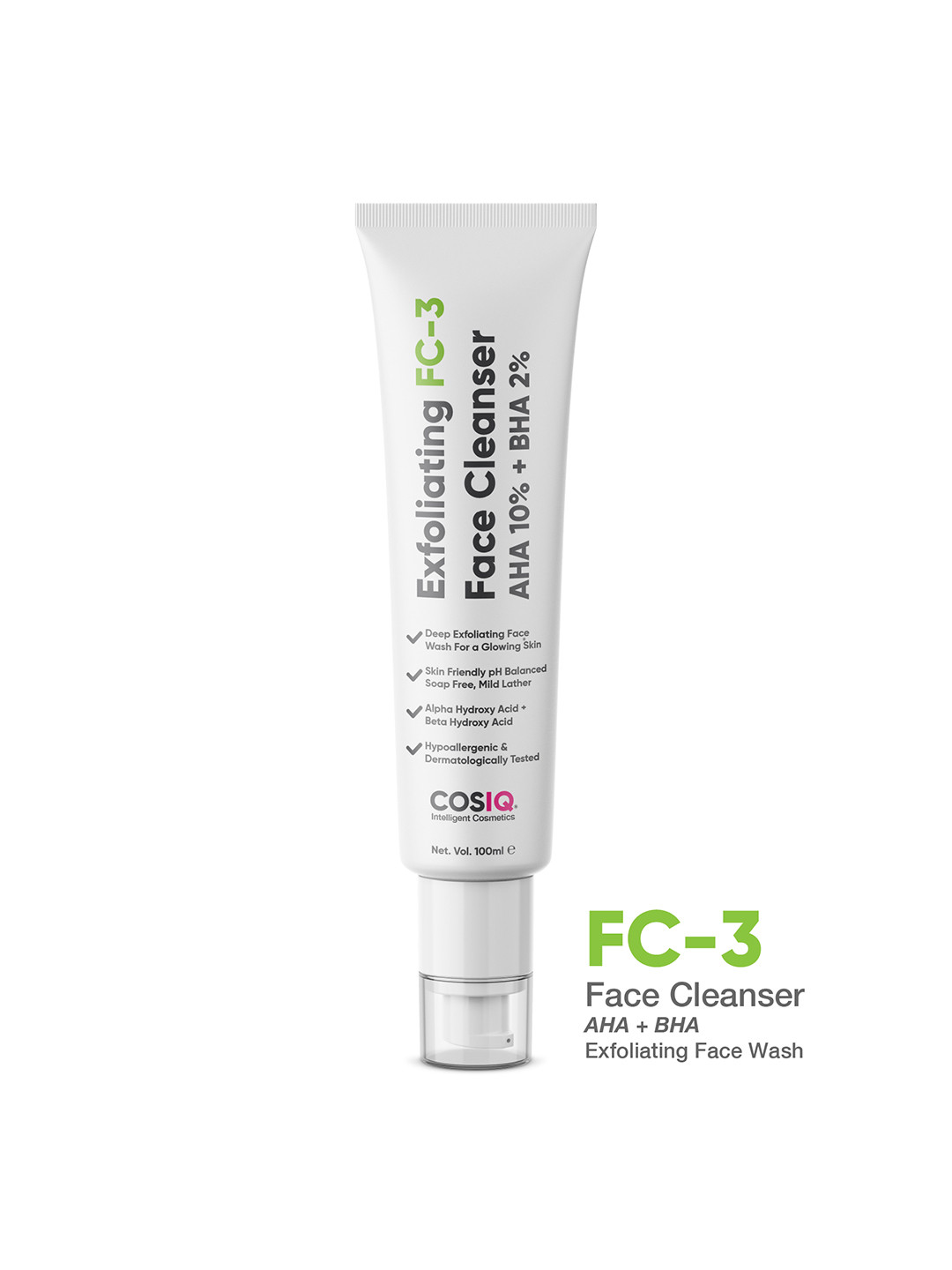 Buy CosIQ Exfoliating FC 3 Face Cleanser AHA 10 + BHA 2 Face Wash