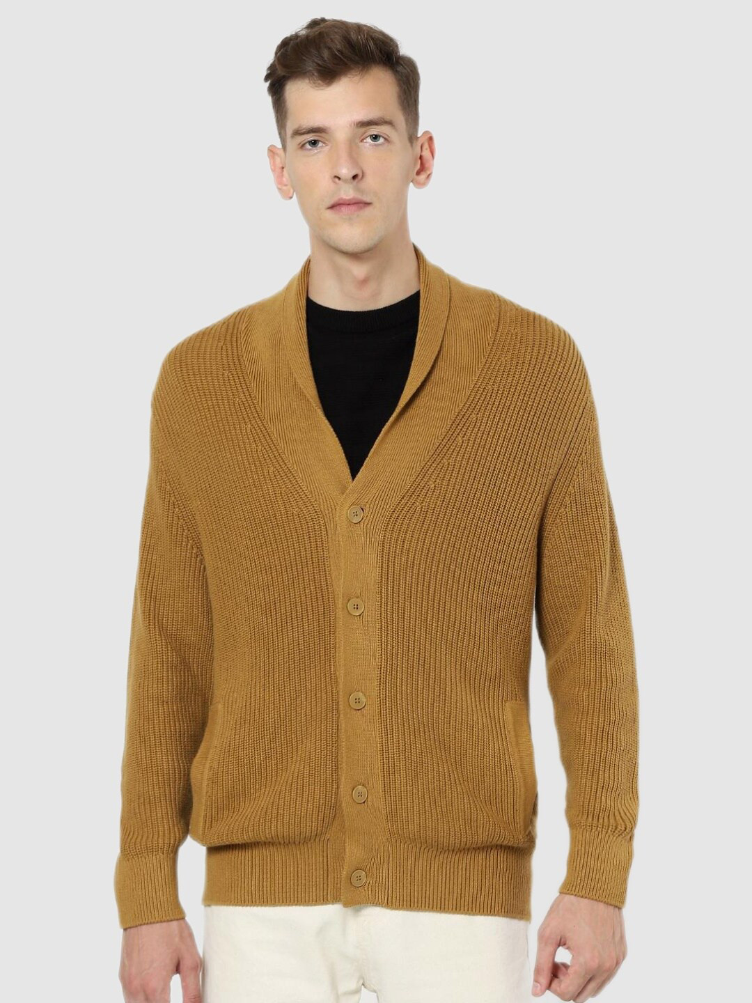Buy Celio Men Brown Ribbed Cardigan - Sweaters for Men 19808148 | Myntra