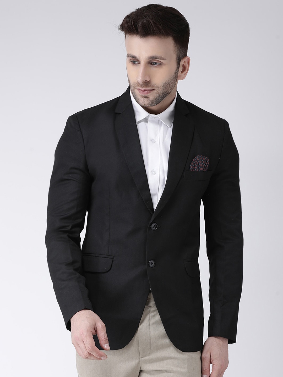 Buy Hangup Men Black Solid Single Breasted Blazers - Blazers for Men ...