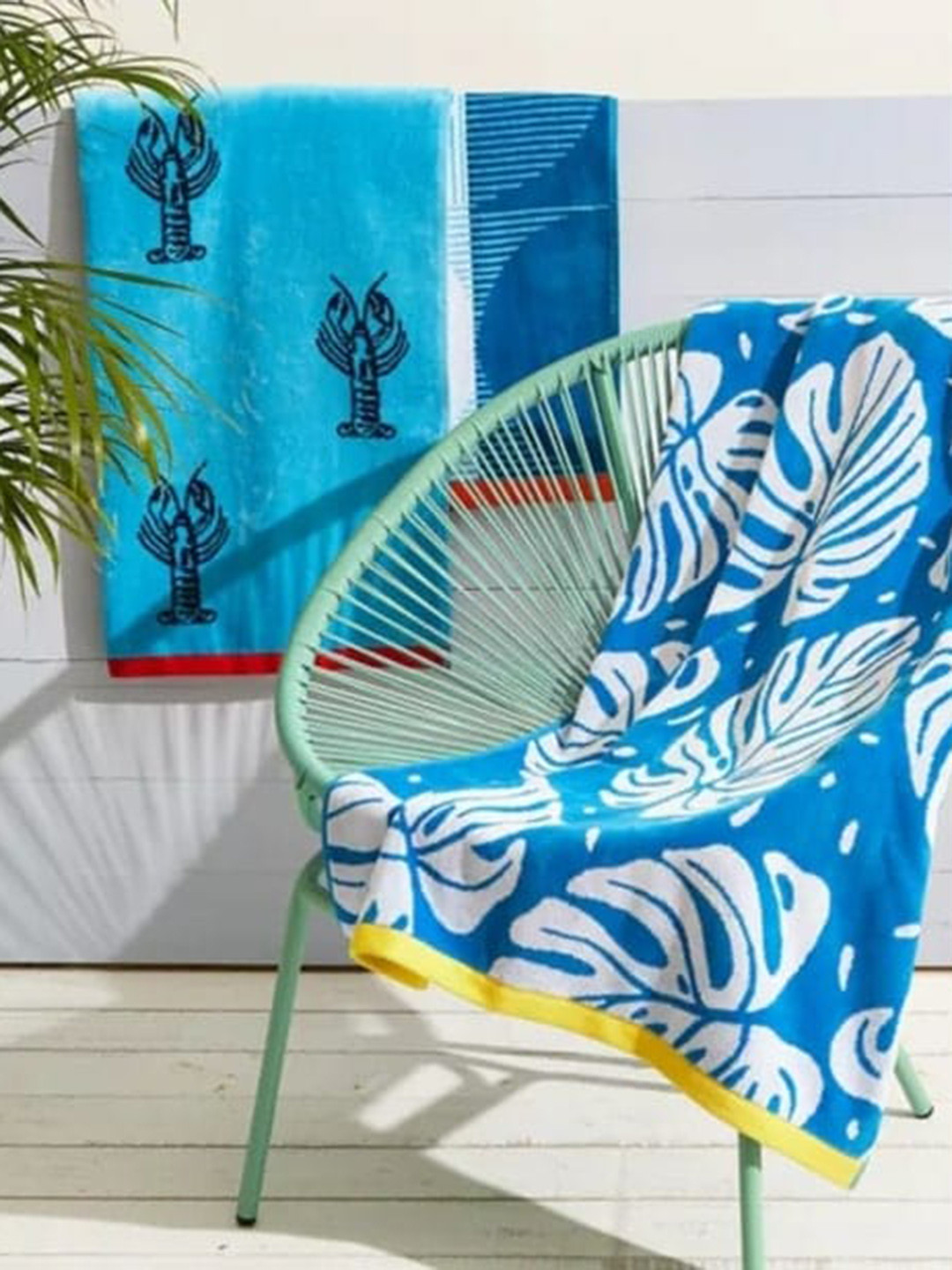 Buy Marks & Spencer Unisex Blue Printed Pure Cotton 500 GSM Bath Towels ...