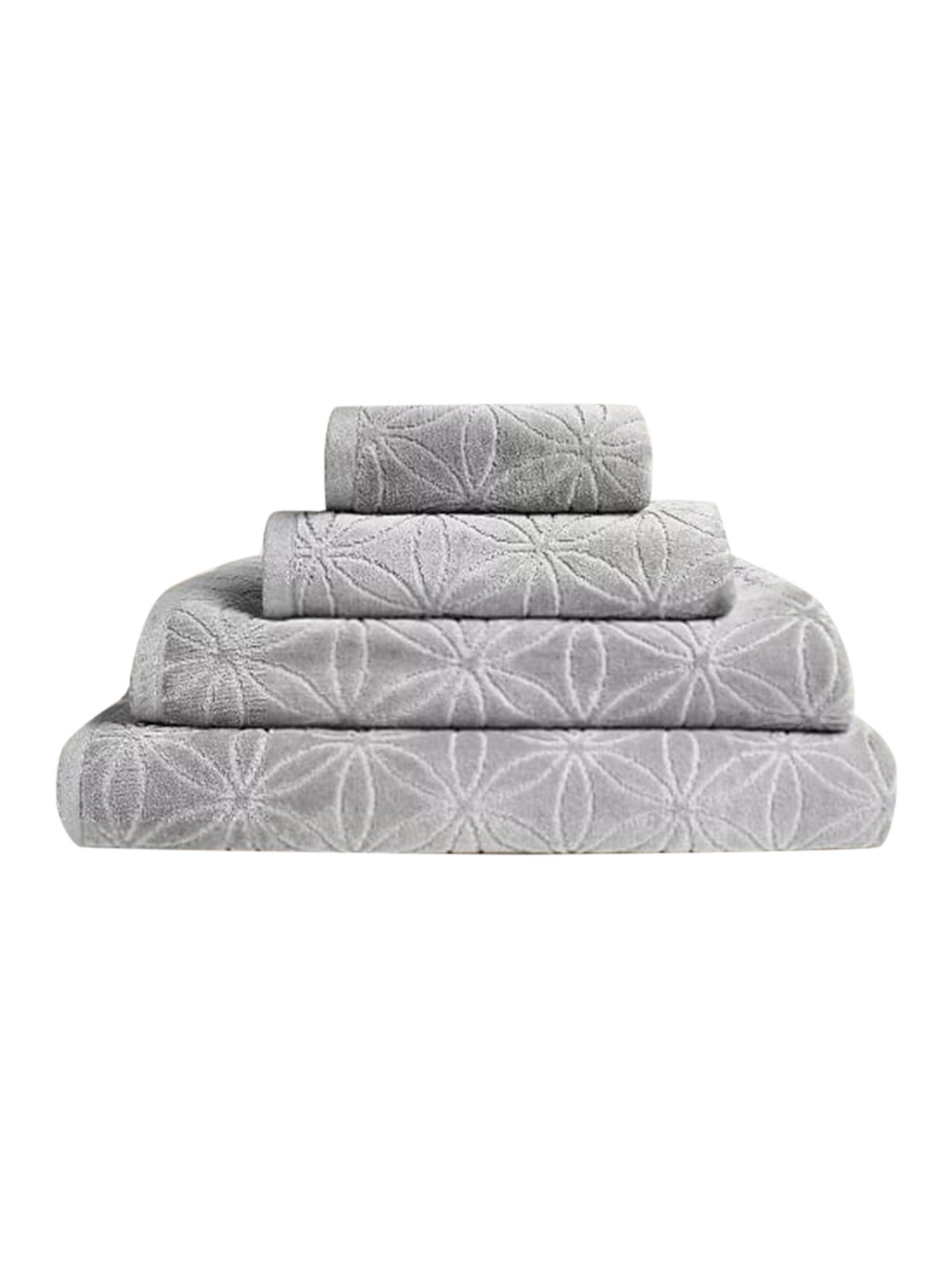 Buy Marks & Spencer Unisex Grey Self Design Pure Cotton Towel Set