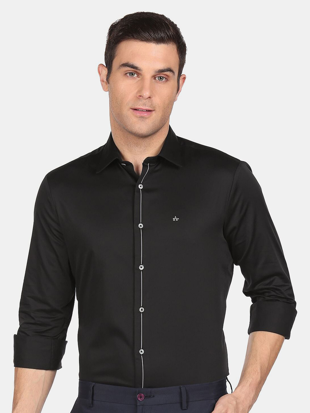 Buy Arrow Men Black Pure Cotton Formal Shirt Shirts for Men 19823298