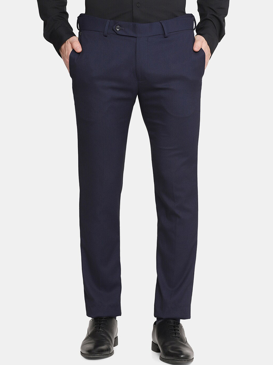 Buy Blackberrys Men Navy Blue Skinny Fit Trousers Trousers for Men