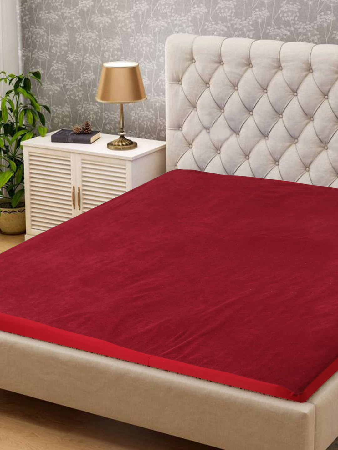 Buy Pum Pum Maroon Solid Cotton Queen Size Waterproof Mattress