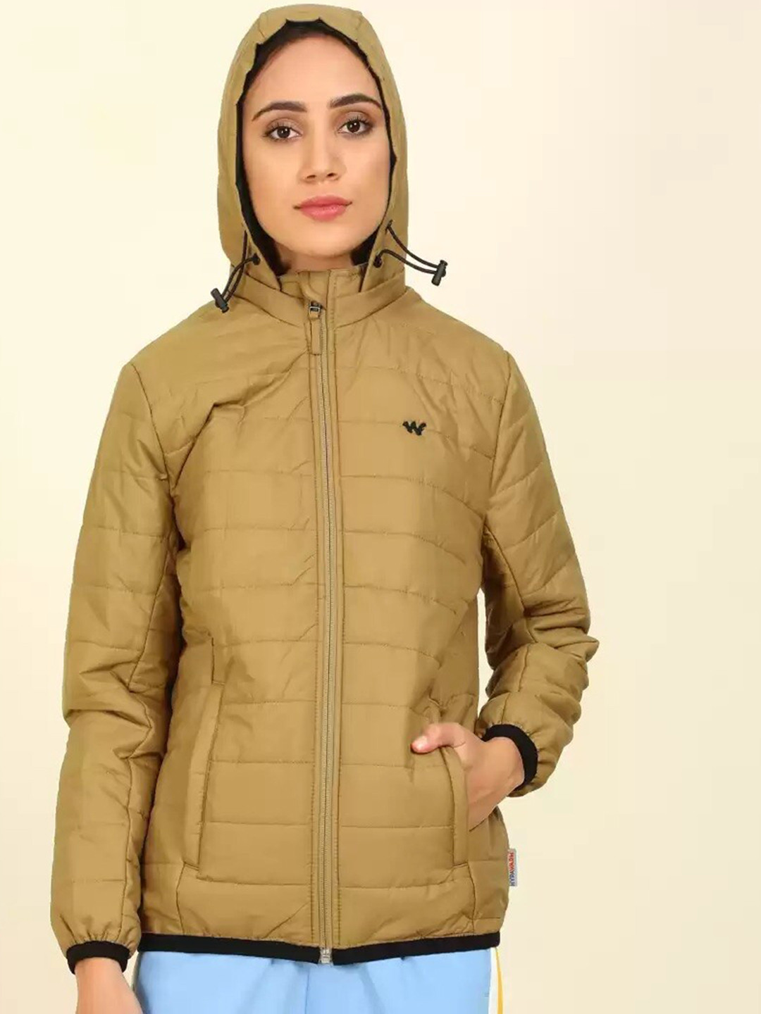 Buy Wildcraft Women Beige Windcheater Longline Hooded Padded Jacket