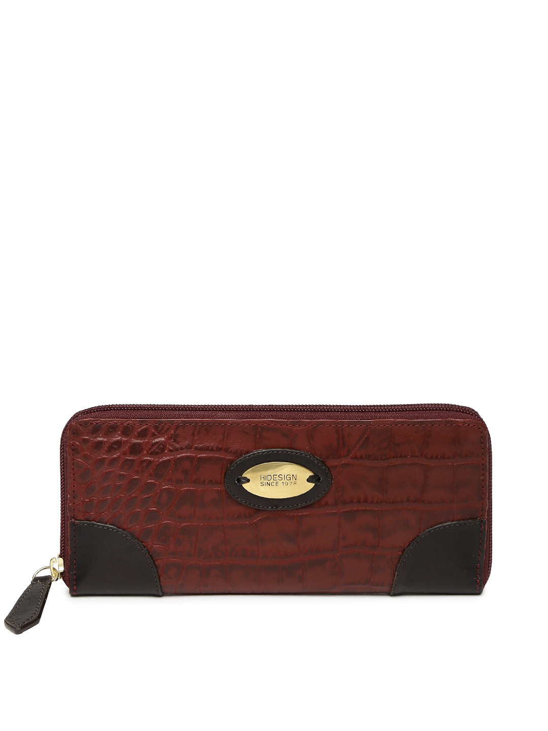 Buy Hidesign Women Maroon Textured Zip Around Wallet Wallets for