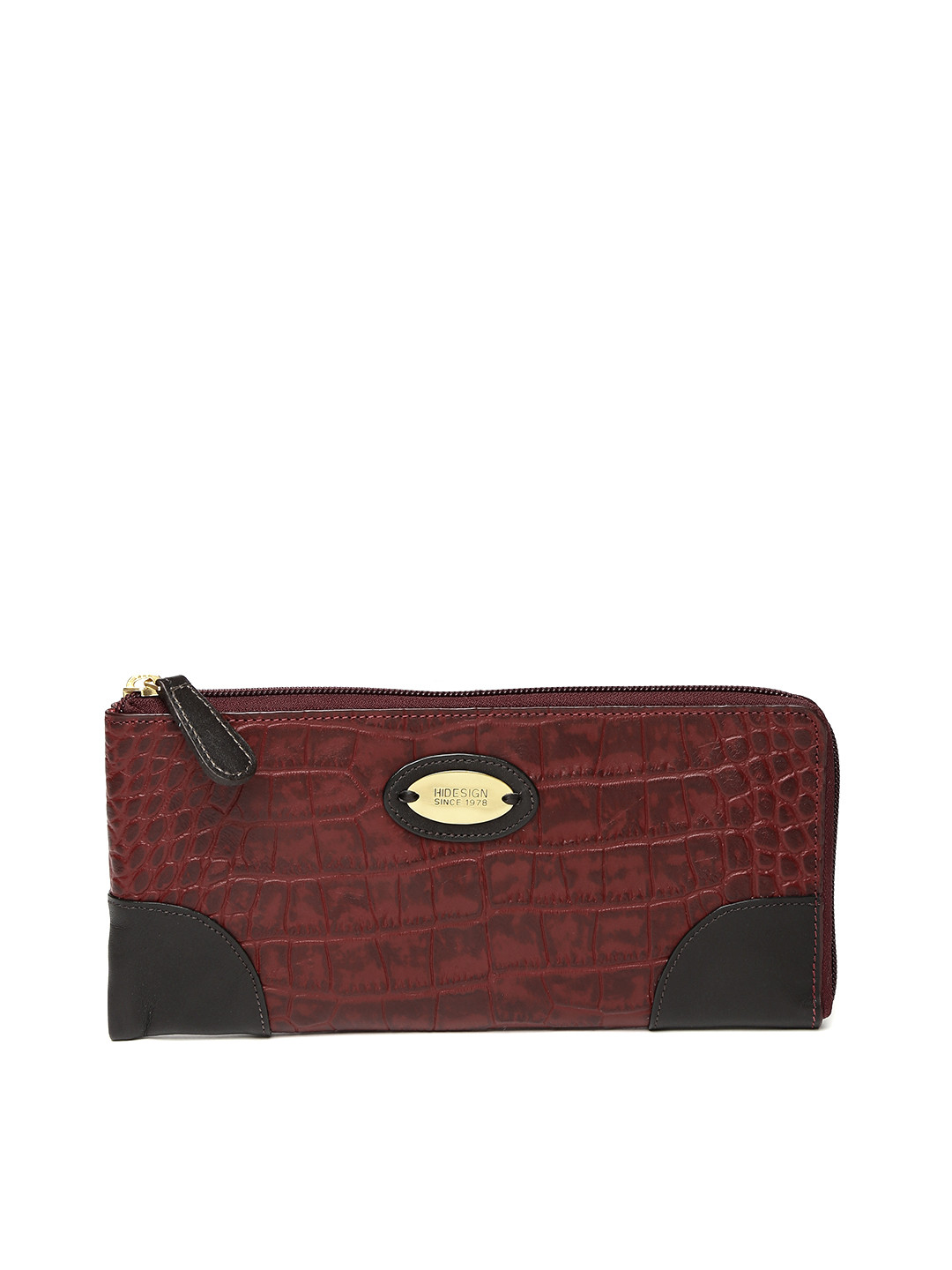 Buy Hidesign Women Maroon Textured Zip Around Wallet Wallets for