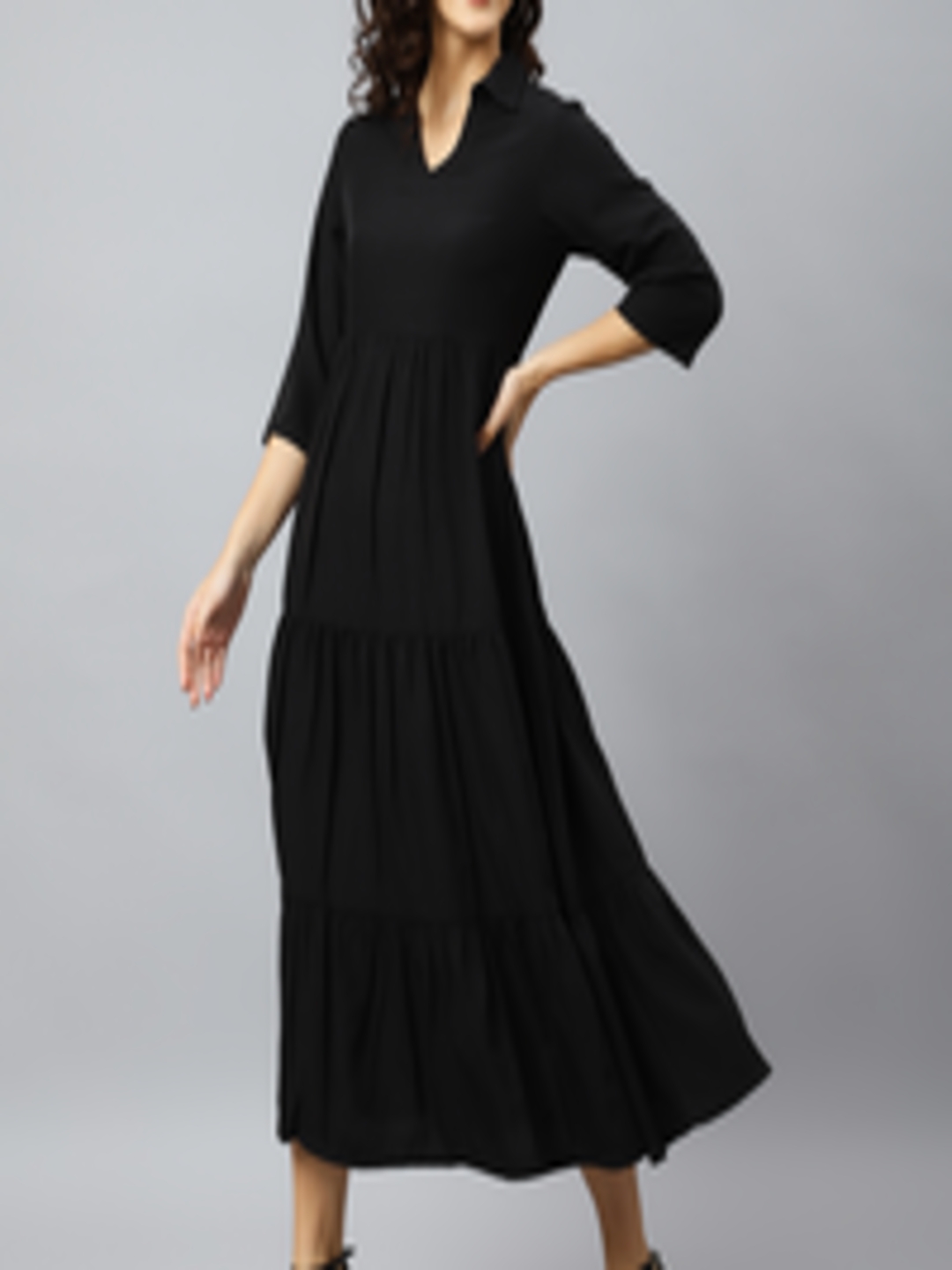 Buy DEEBACO Black A Line Midi Dress - Dresses for Women 19845878 | Myntra