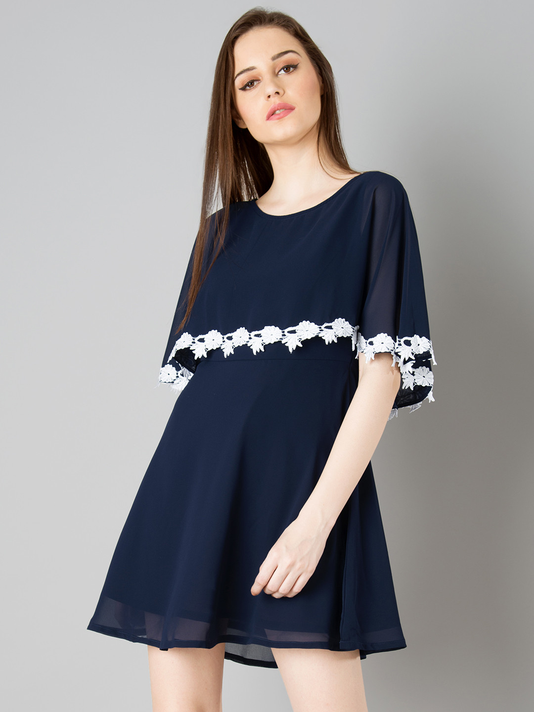 Buy FabAlley Women Blue Solid A Line Dress Dresses for Women 1985242