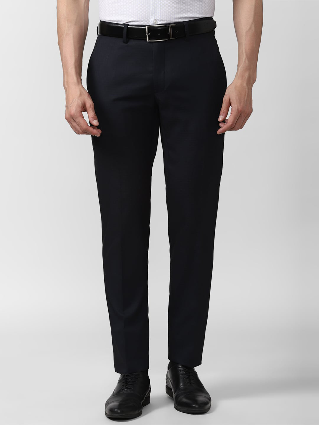 Buy Peter England Casuals Men Black Checked Slim Fit Formal Trousers