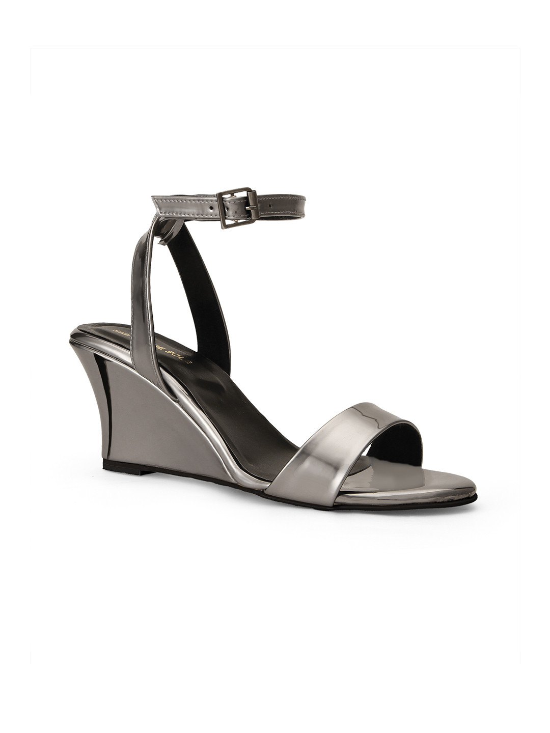 Buy Signature Sole Women Gunmetal Toned Solid Wedges Heels for Women