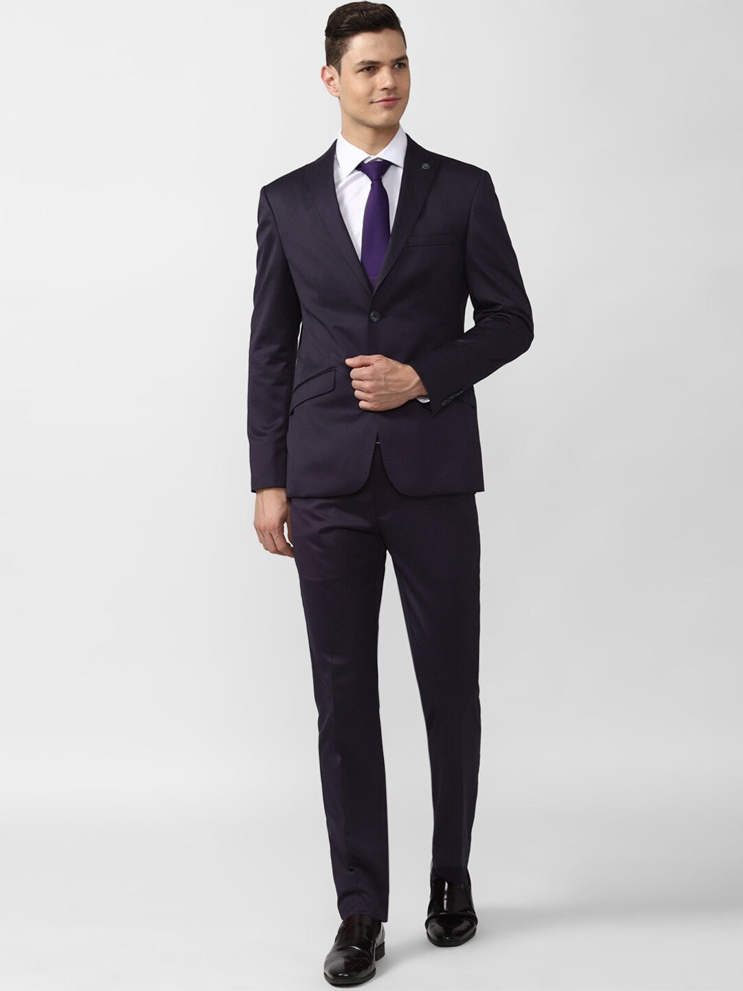 Buy Peter England Elite Men Navy Blue Solid Slim Fit Single Breasted Two Piece Formal Suit