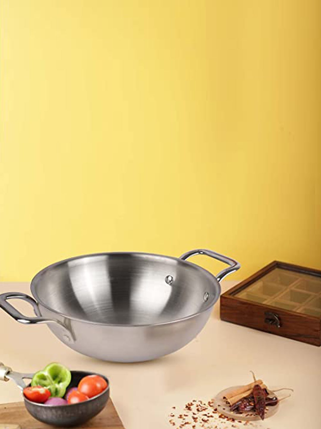 Buy The Indus Valley Induction Base Solid Stainless Steel Kadai 1.7 L
