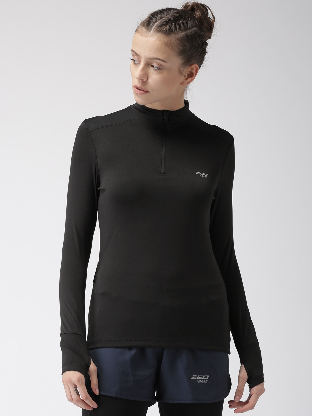 high neck t shirt black