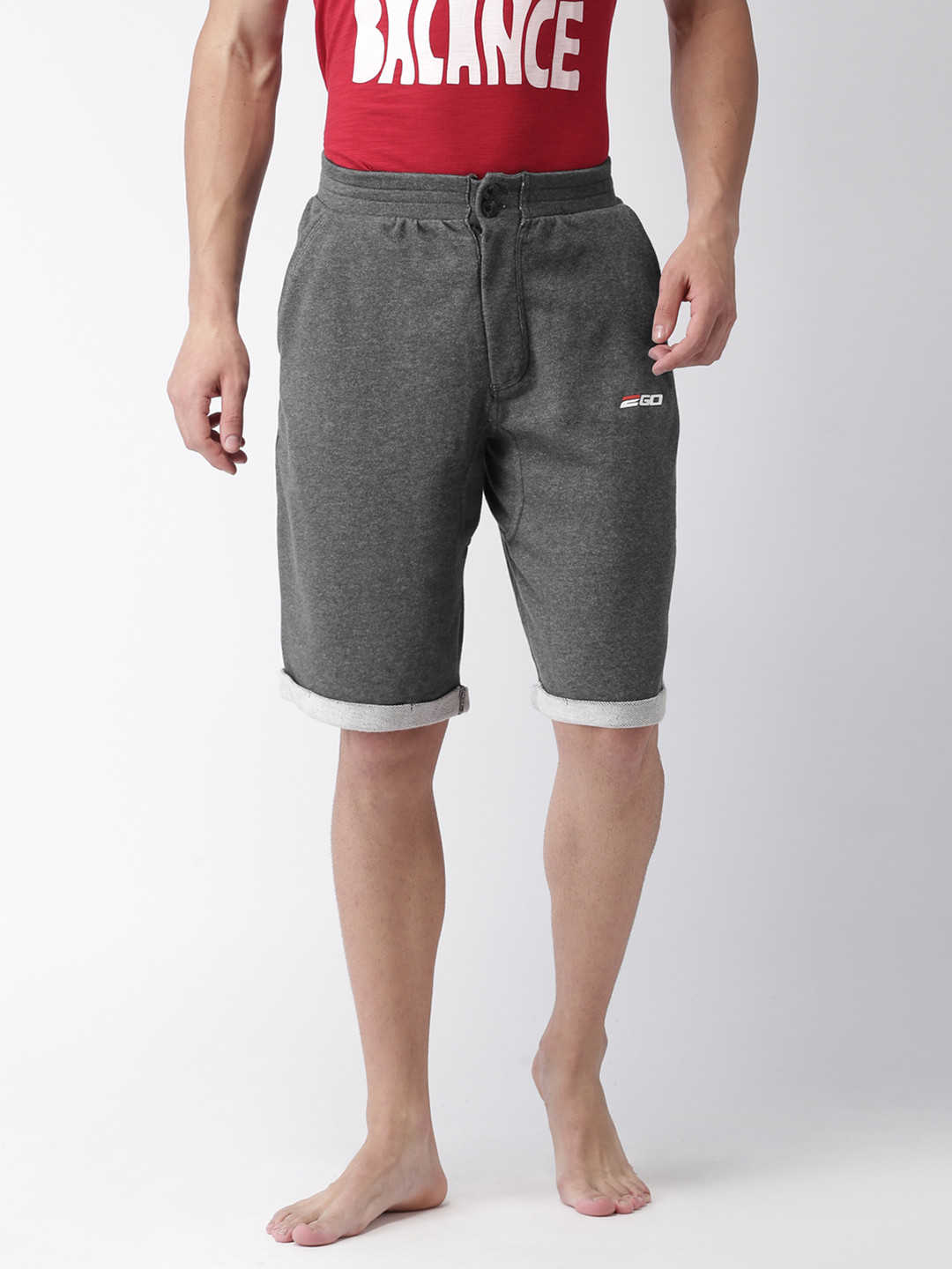 Buy 2GO Men Grey Solid Regular Fit Yoga Shorts Shorts for Men 1986256