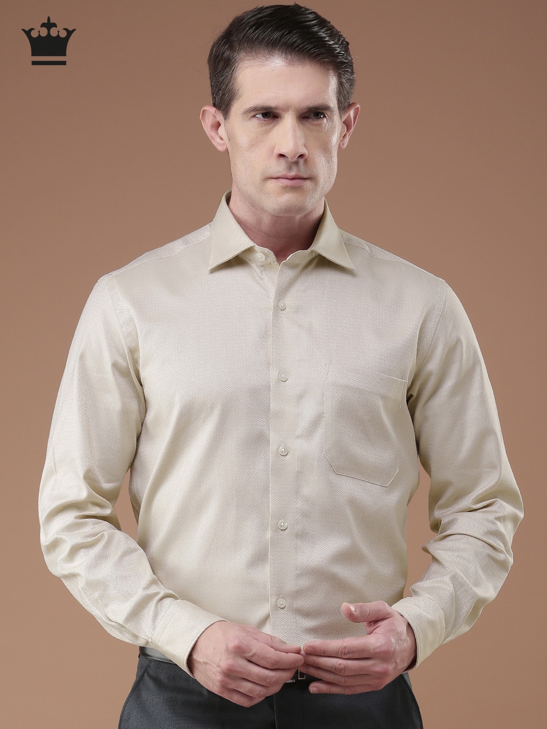 Buy Louis Philippe Men Brown Self Design Formal Shirt - Shirts for Men 1986446 | Myntra