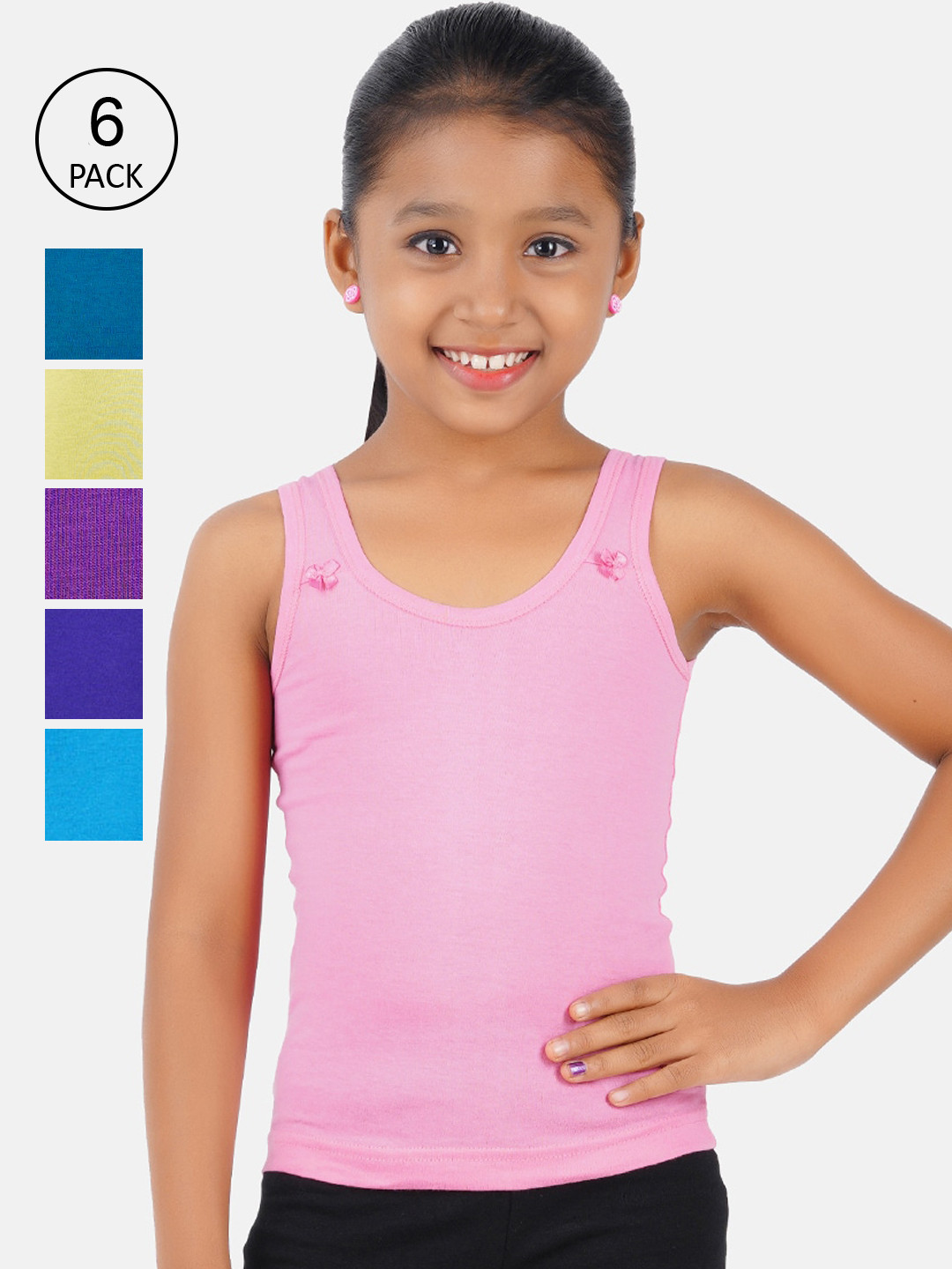 Nautinati Girls' 100% Cotton Pack of 3 Solid Essentials Camisoles