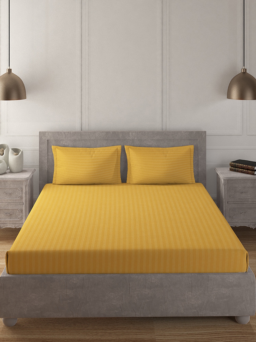 Buy Duroflex Yellow Pure Cotton 210 Tc Queen Bedsheet With 2 Pillow Covers Bedsheets For 