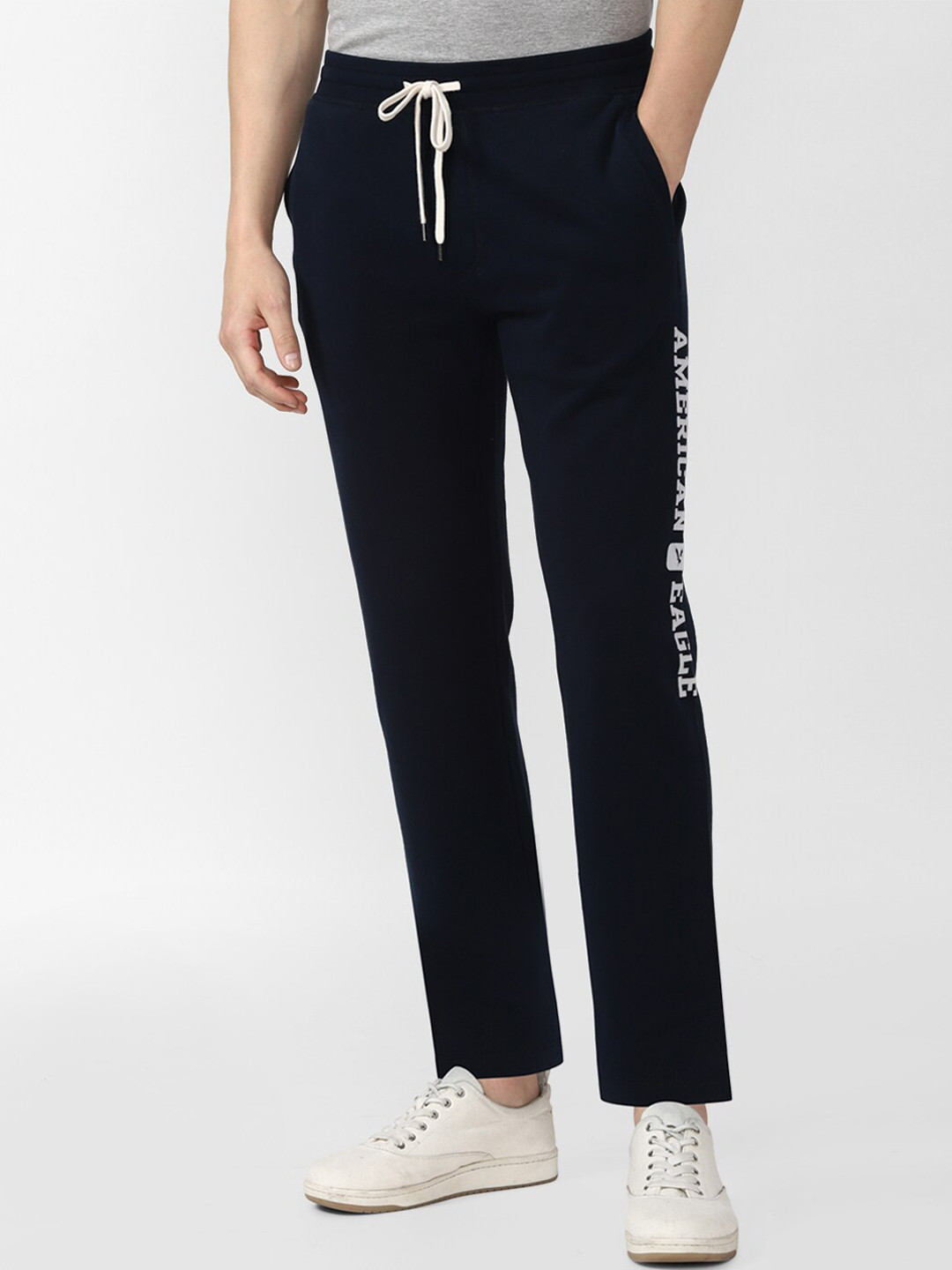 Buy AMERICAN EAGLE OUTFITTERS Men Blue Solid Cotton Track Pants Track