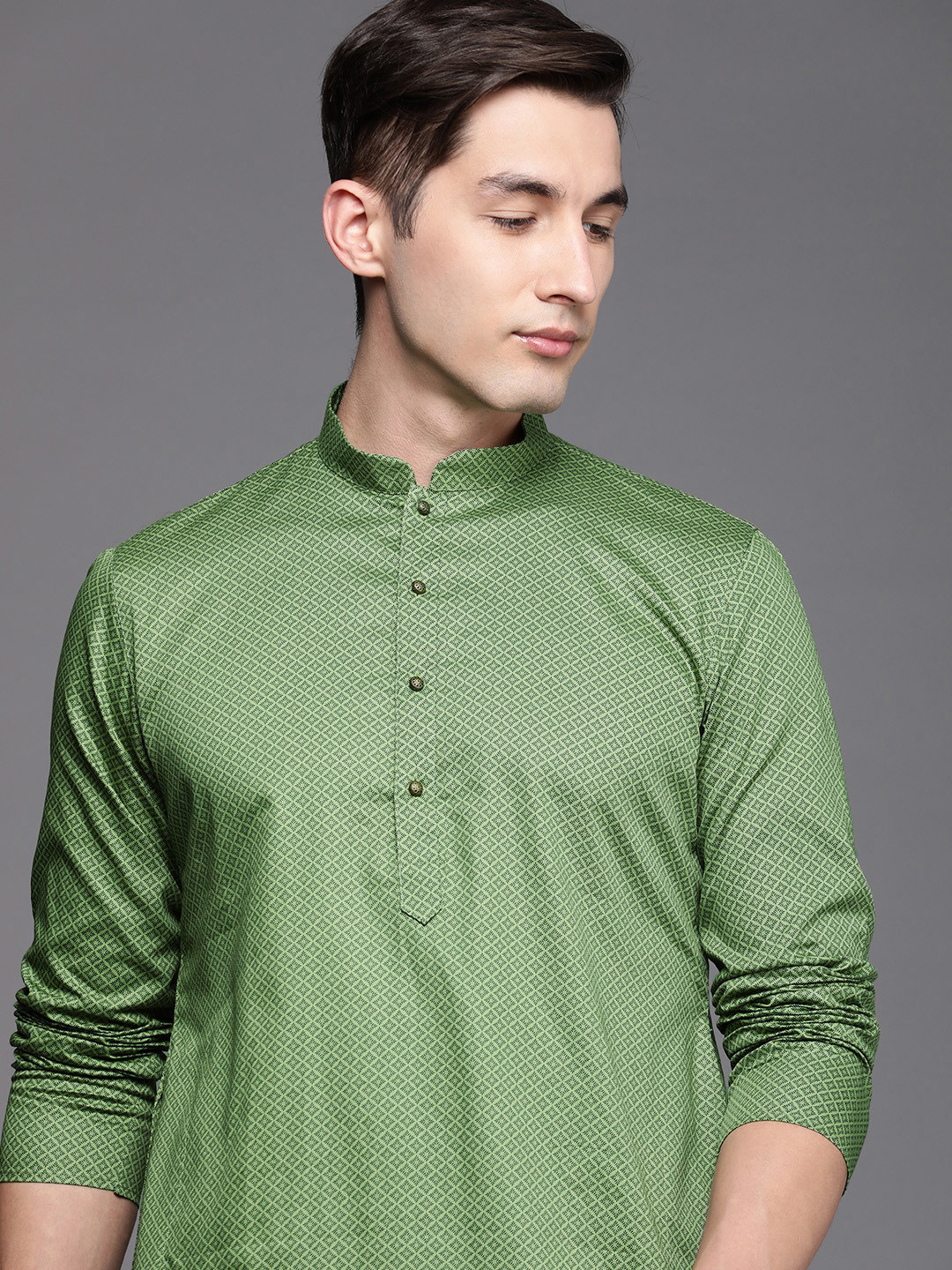 Buy Manyavar Men Green Ethnic Motifs Printed Kurta Kurtas for Men