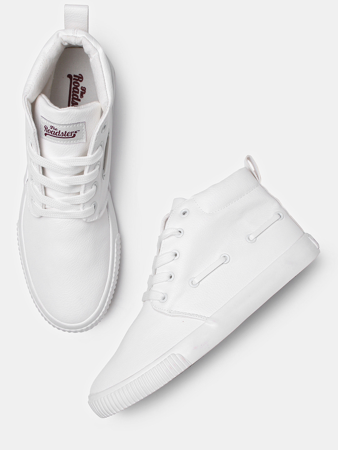 roadster men white solid sneakers