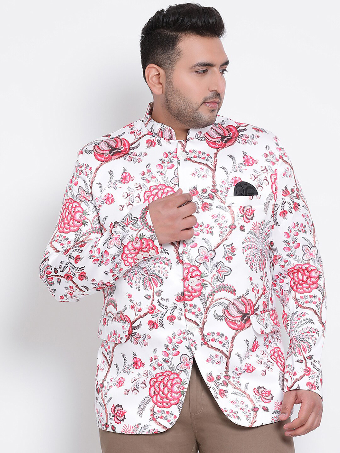 Men's Multi Floral Printed Bandhgala Blazer