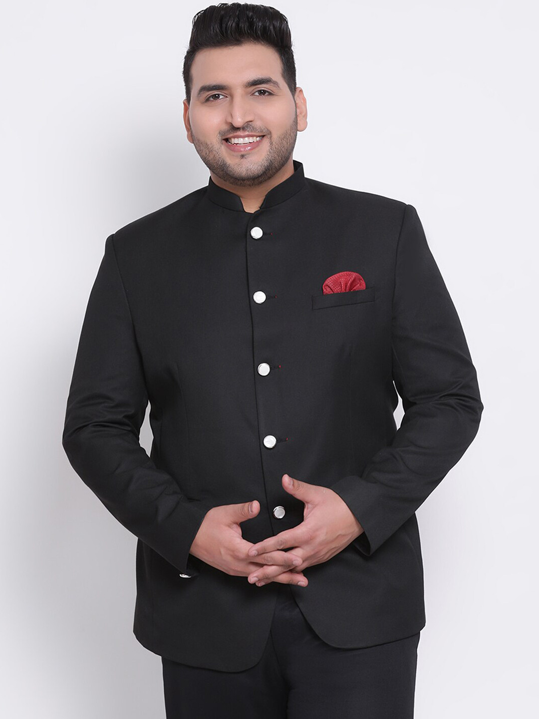 Men's Black Printed Single Breasted Party Blazers