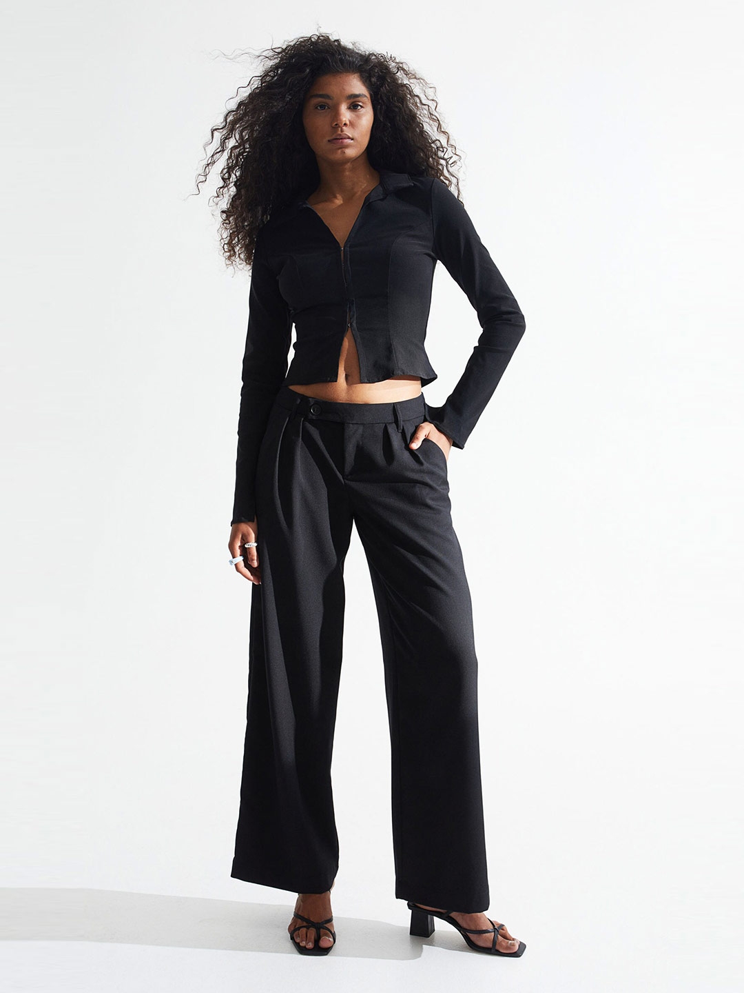 Buy H&M Women Black Fitted Twill Shirt Shirts for Women 19892588 Myntra