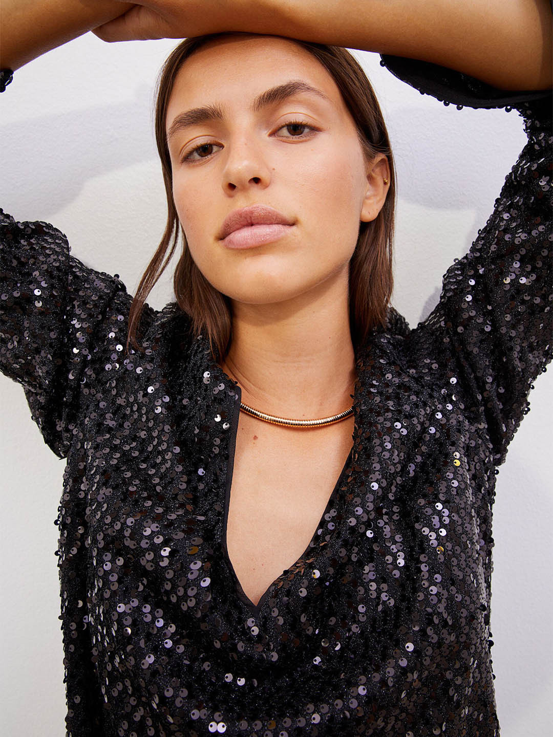 Buy H&M Women Black V Neck Sequined Dress Dresses for Women 19892872