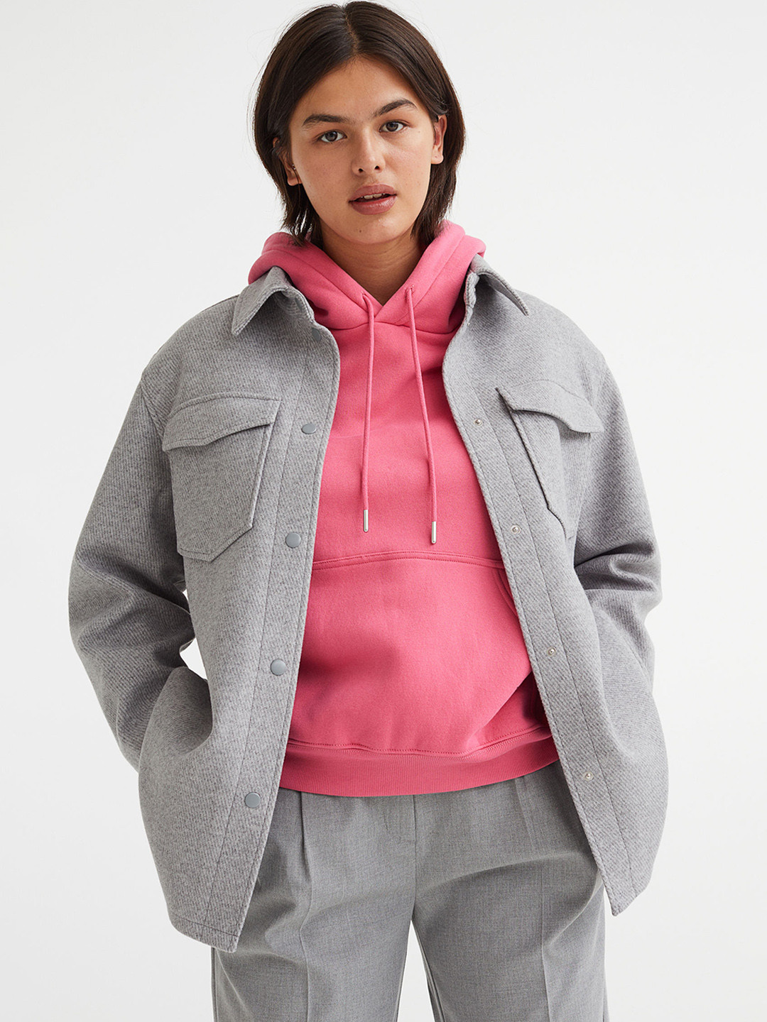 Buy H&M Women Grey Shacket Jackets for Women 19894042 Myntra