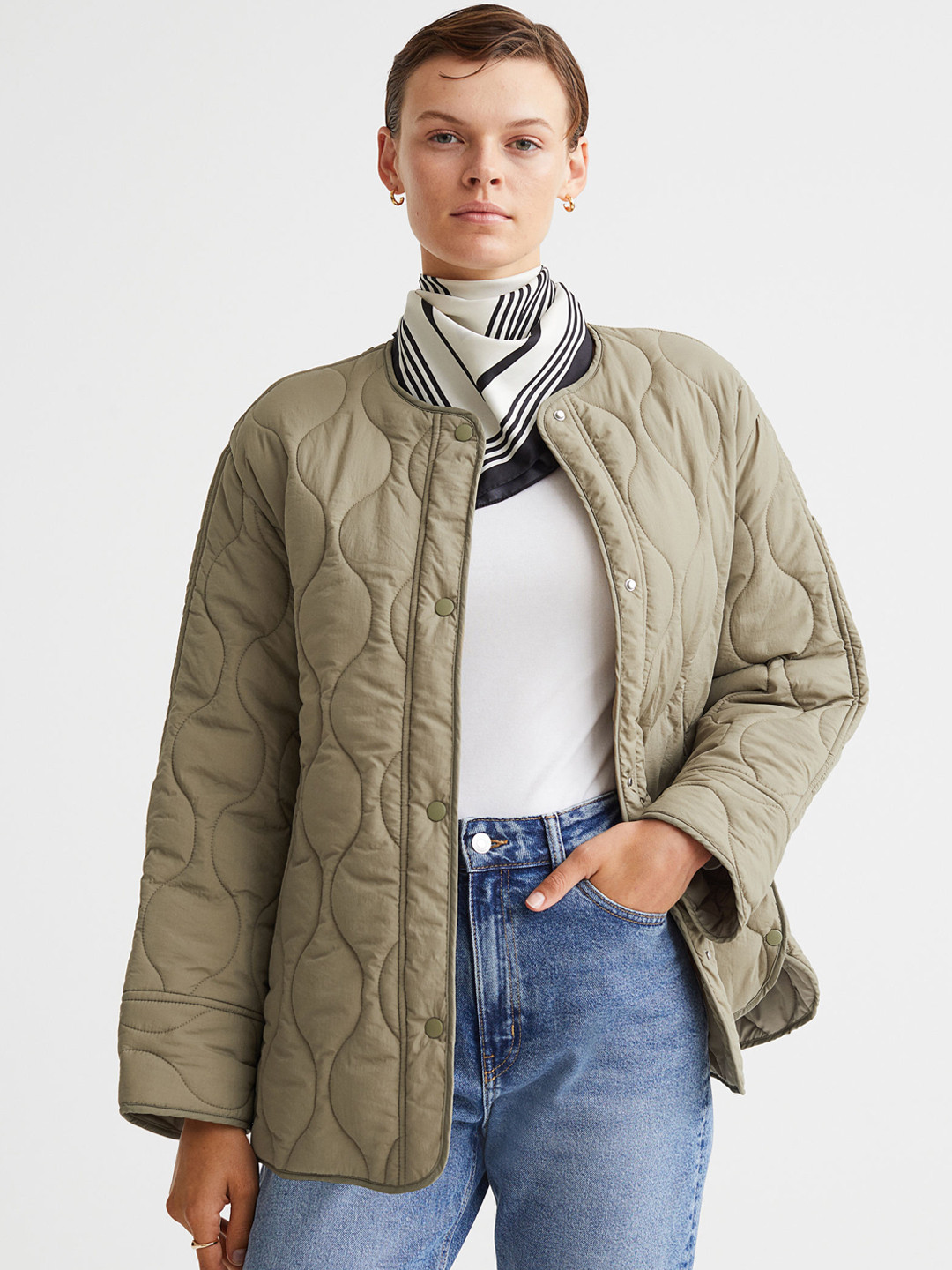 Buy H&M Woman Beige Quilted Jacket Jackets for Women 19894084 Myntra