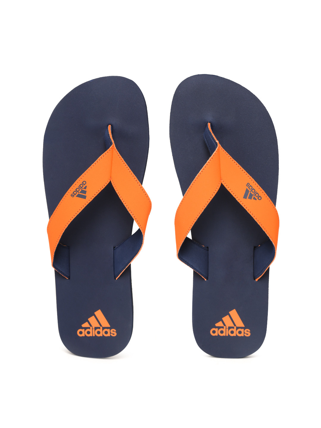 orange adidas flip flops