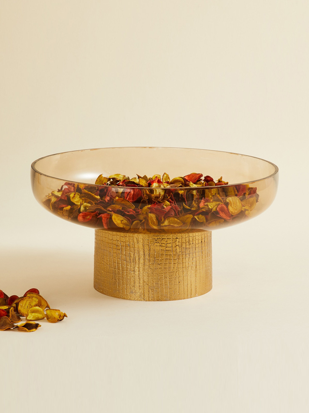 Buy Home Centre Gold Toned Solid Glass Potpourri Bowl With Stand