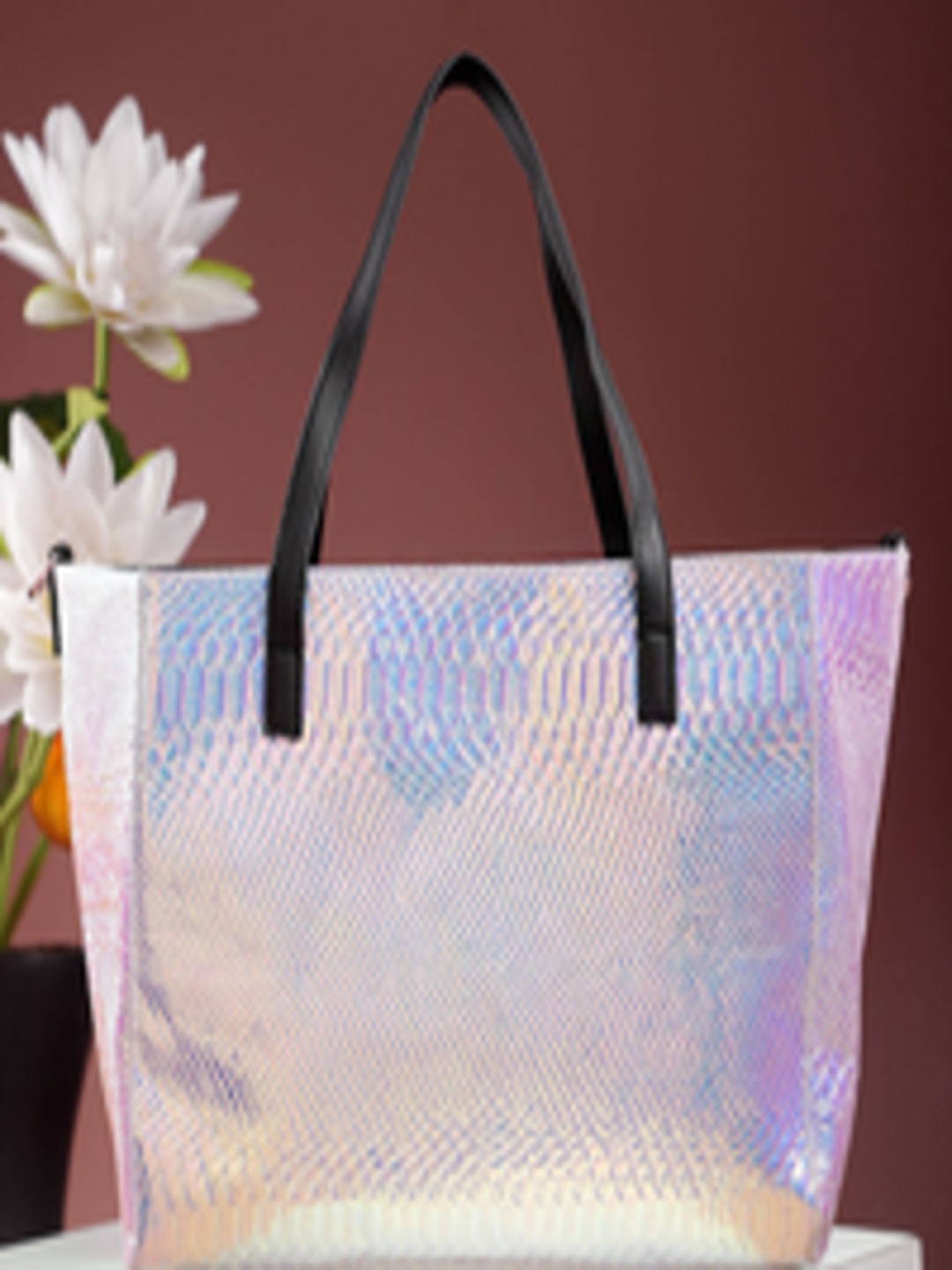 Buy Bag Pepper Silver Toned Textured PU Oversized Shopper Tote Bag ...