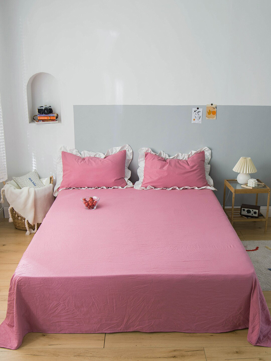 Buy JC Collection Pink Solid Bedding Set With Quilt Cover Bedding Set