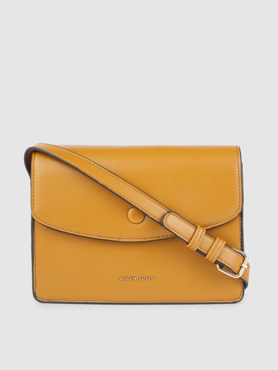 Buy Allen Solly Mustard Yellow Structured Sling Bag Handbags for