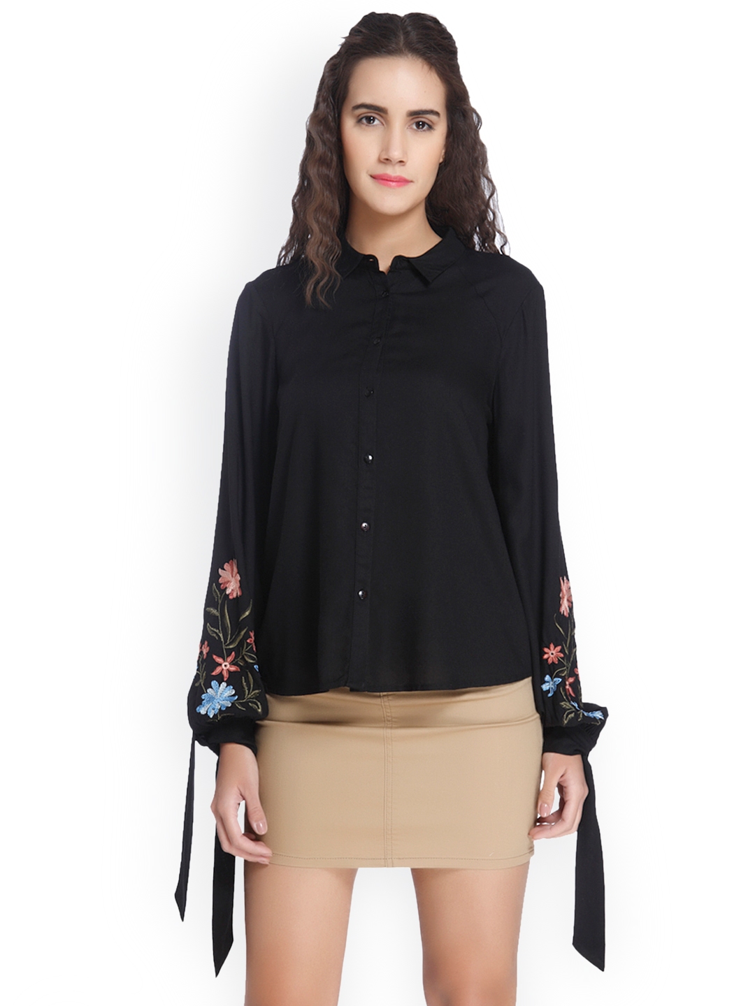 Buy Vero Moda Women Black Regular Fit Solid Casual Shirt - Shirts for ...