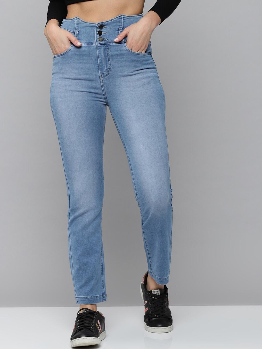 Women Stunning Blue Straight Fit Stretchable Jeans