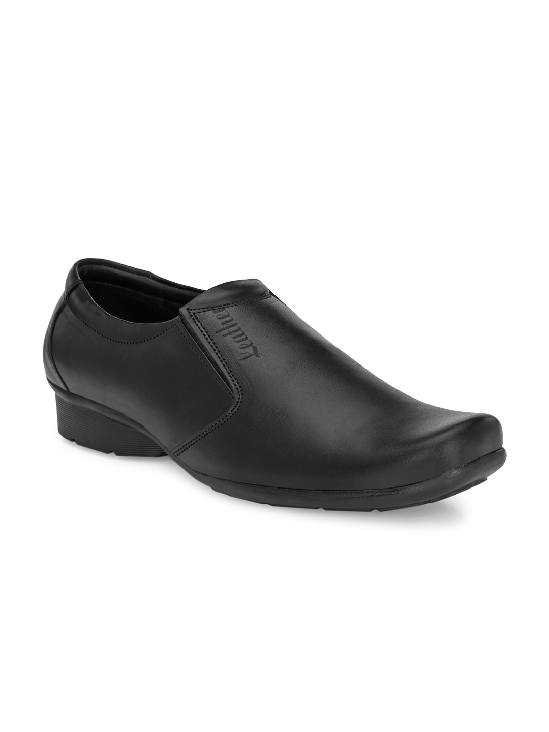 Buy John Karsun Men Black Solid Leather Formal Slip Ons - Formal Shoes ...