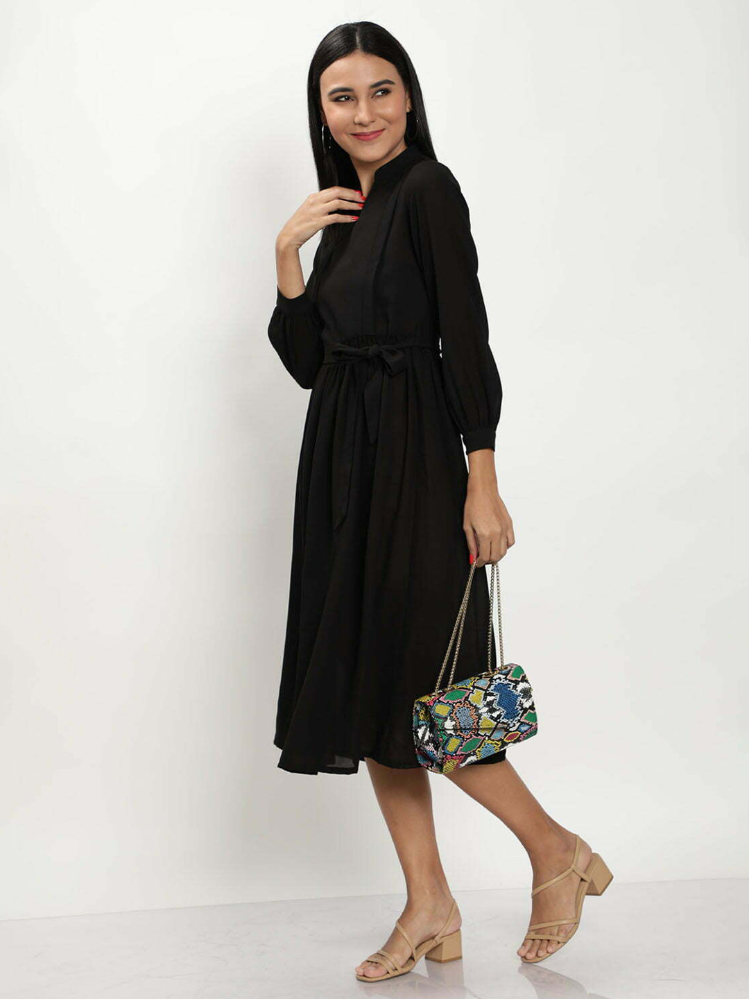 Rose Petals Empire Dress (Black) main image 1