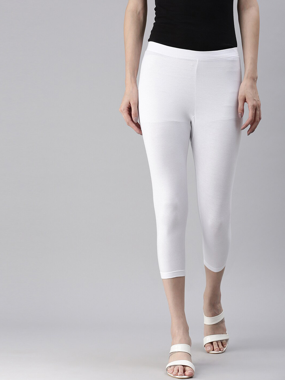 Buy Kryptic Women White Solid Slim Fit Three Fourth Leggings Leggings for Women 19913192 Myntra