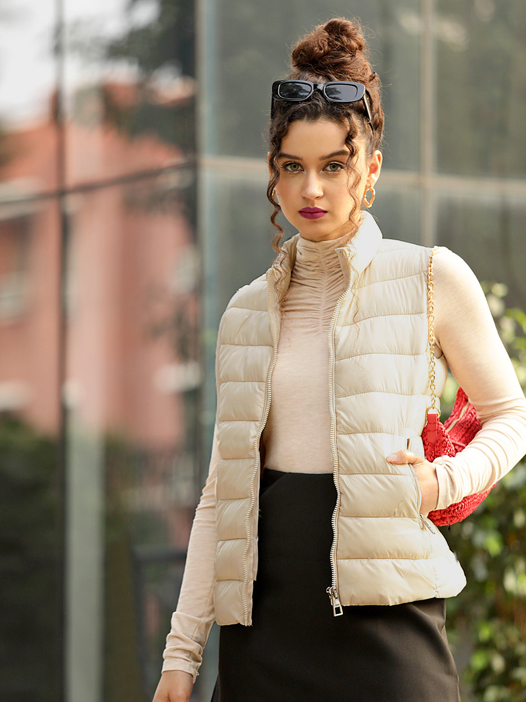 Buy MANGO Women Beige Padded Jacket Jackets for Women 19914328 Myntra