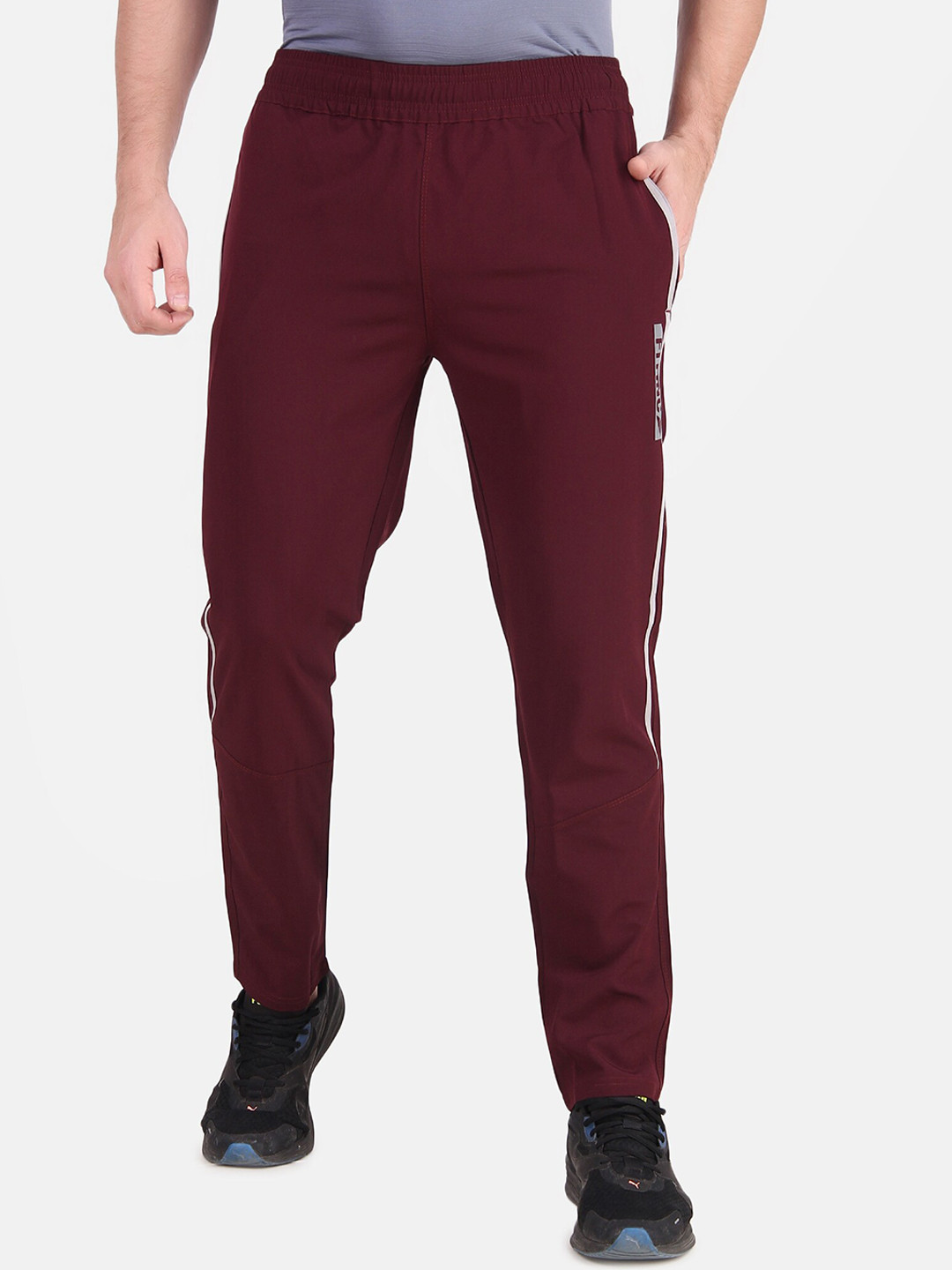 Buy FITINC Men Maroon Solid Rapid Dry Relaxed Fit Track Pants Track