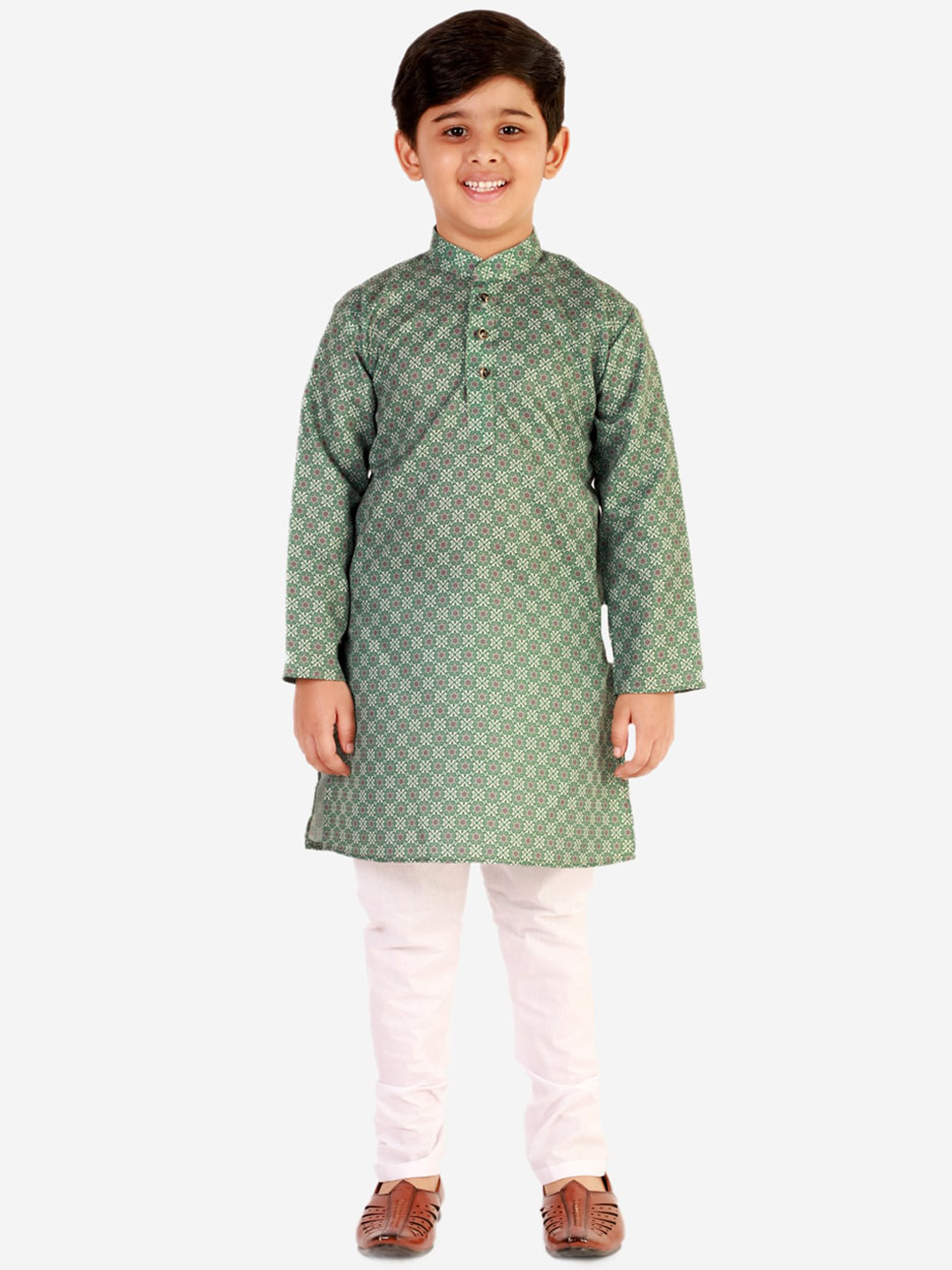 Boys Ethnic Motifs Printed Pure Cotton Kurta with Pyjamas