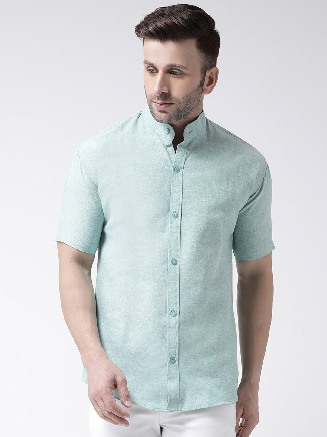 Men's Sea Green Classic Casual Cotton Shirt