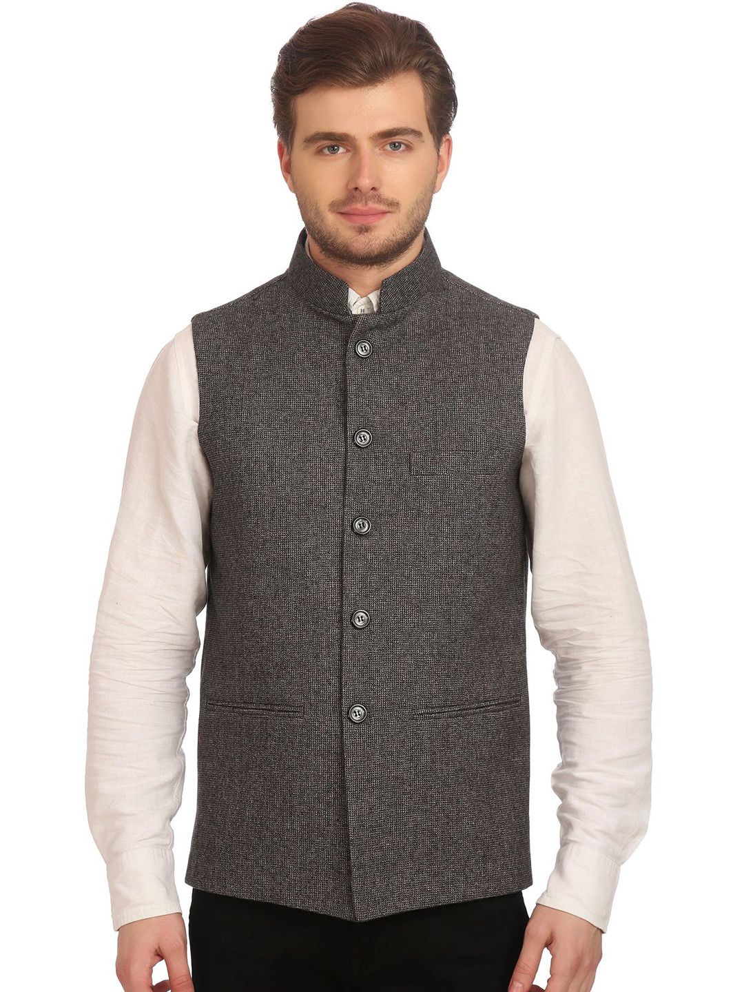 Vintage Men's Nehru Jacket - Daisy White